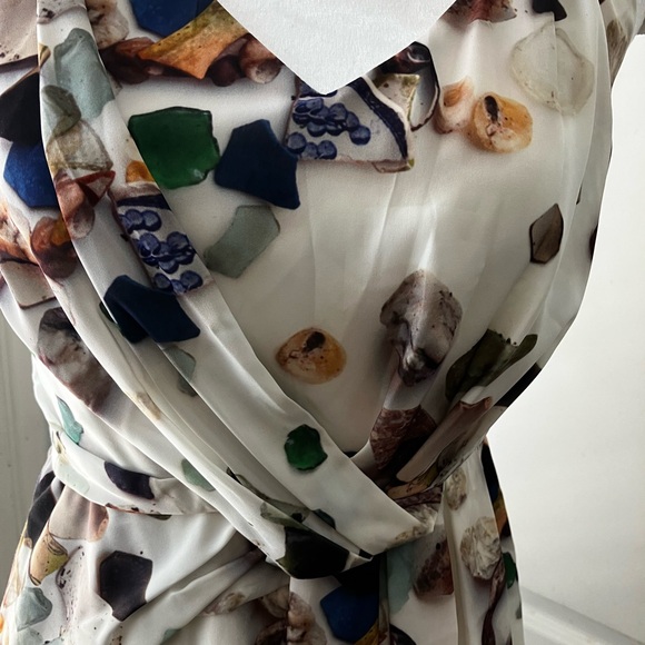 Elegant Costal vibe Multicolor Sleeveless very elegant waistband. Vintage dress - Picture 8 of 14